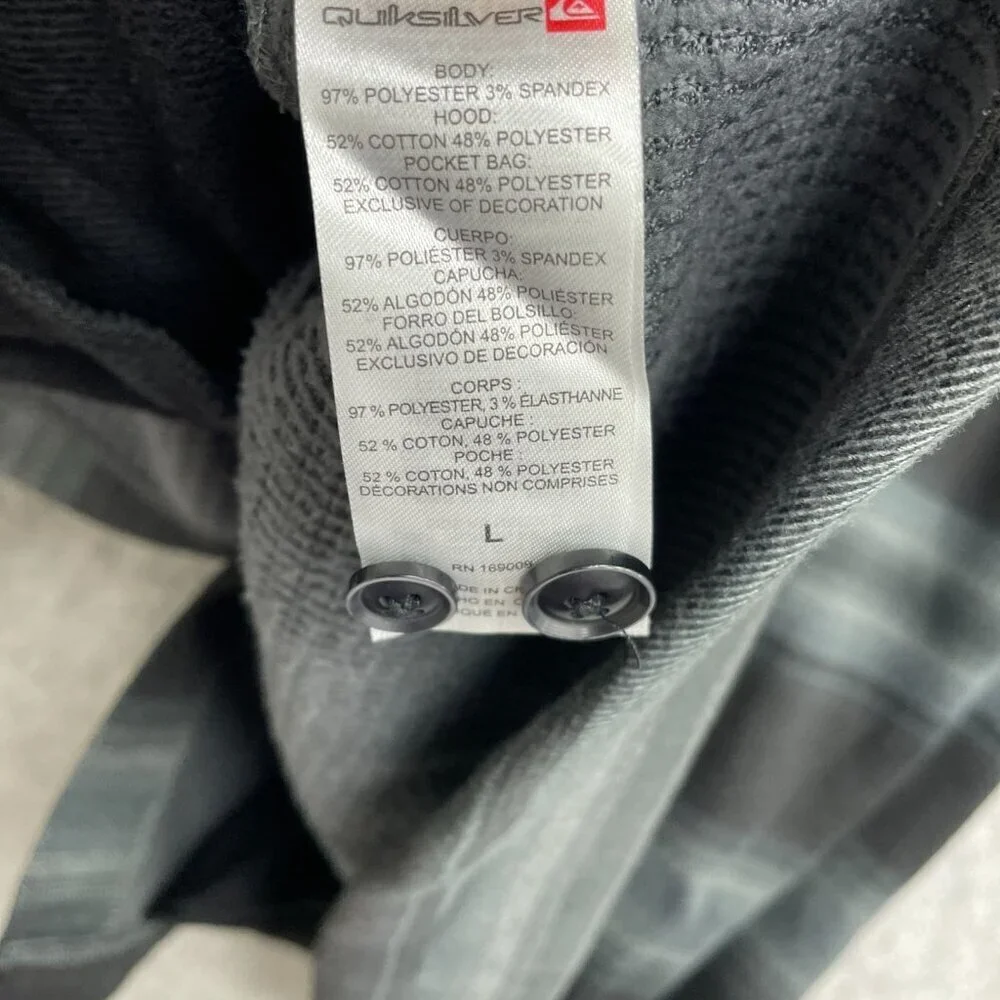 NEW Quiksilver Men's L  Hooded Flannel Shirt Jacket Plaid  G1408